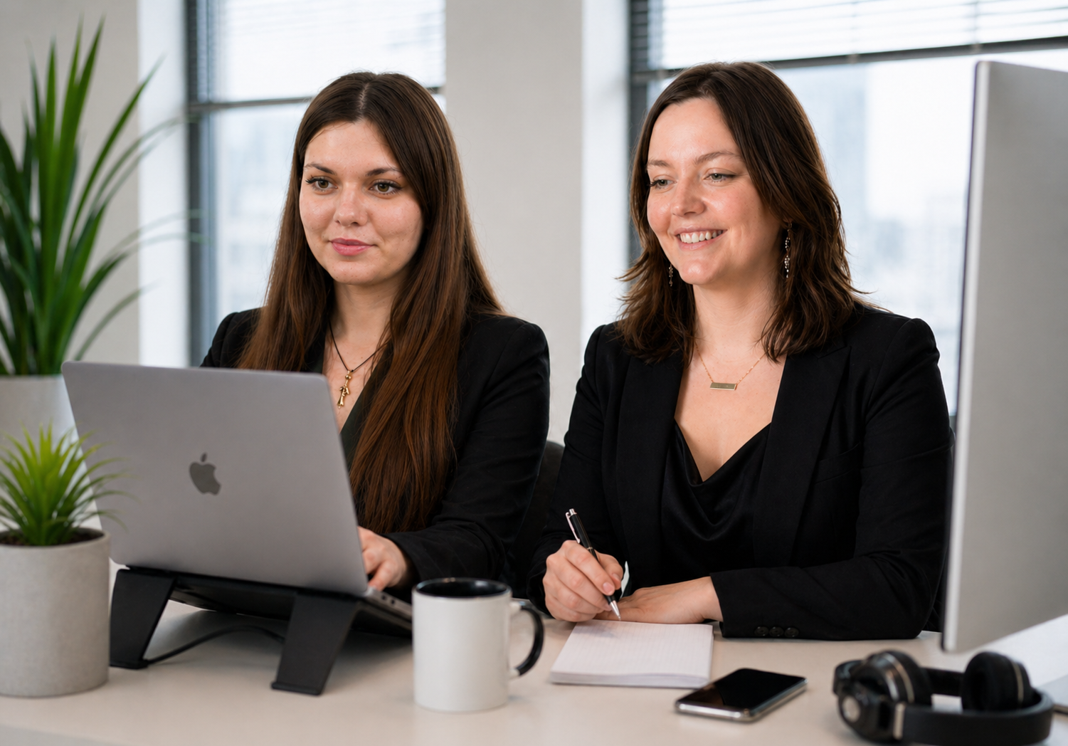 Polina Voronina and Anastasia Samsonova working on a business intelligence project